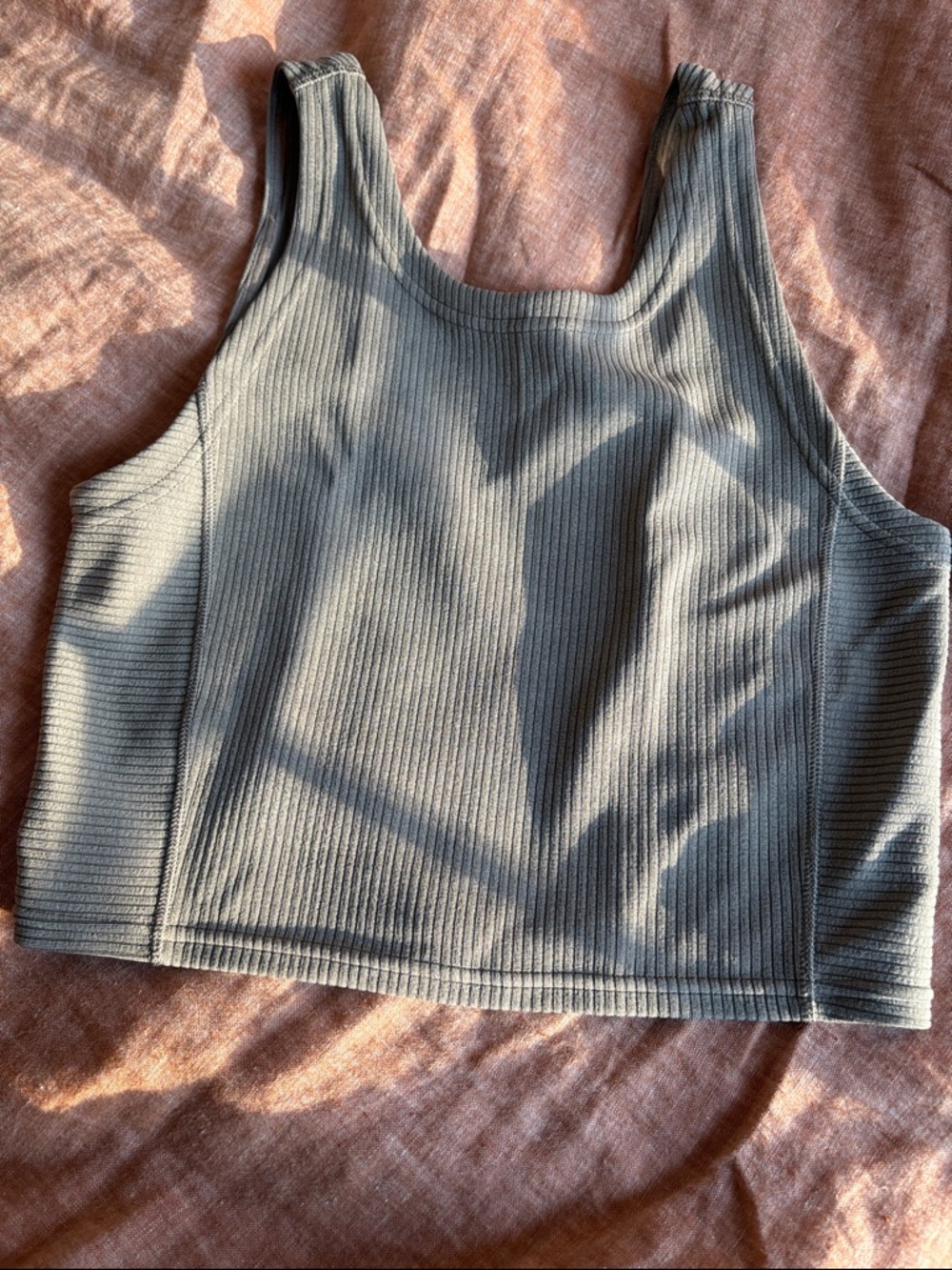 Lululemon Ribbed Softstreme Cropped Tank Top in Olive